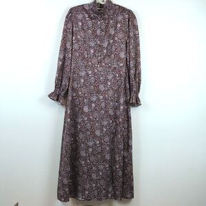 Renata by Renata Gasparian High Neck Floral Long Sleeve Maxi Dress Size L